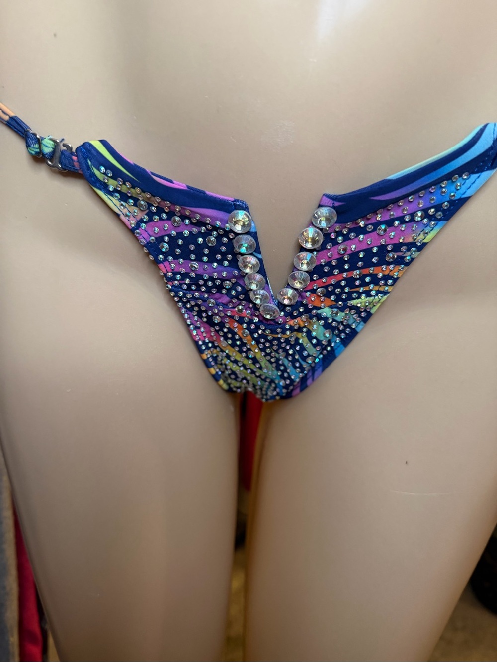 Custom Neon Zebra Rhinestone Competition Bikini Set S - Picture 5 of 9